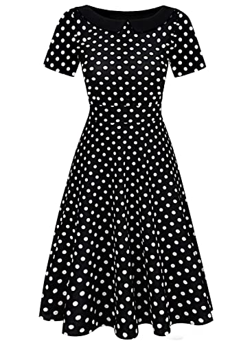 Peter Pan Collar Dresses for Womens Petite Summer Wear to Work Business Elegant Casual Vintage Church Dress with Pockets 978 Plaid Blue S