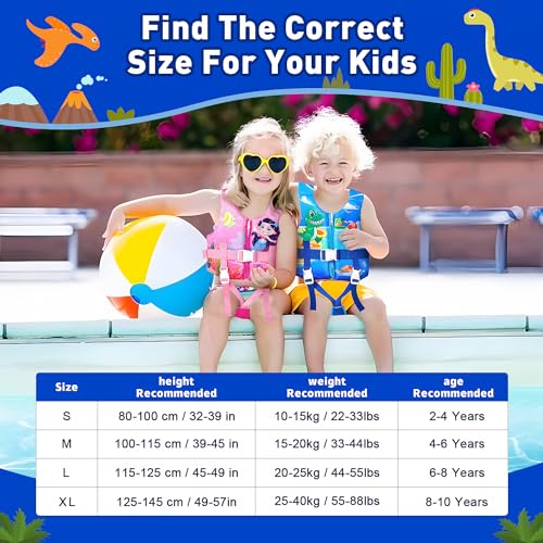 Welebar Toddler Swim Vest, Floaties with Adjustable Safety Strap for Boys and Girls Aged 2-10 Years/22-88lbs