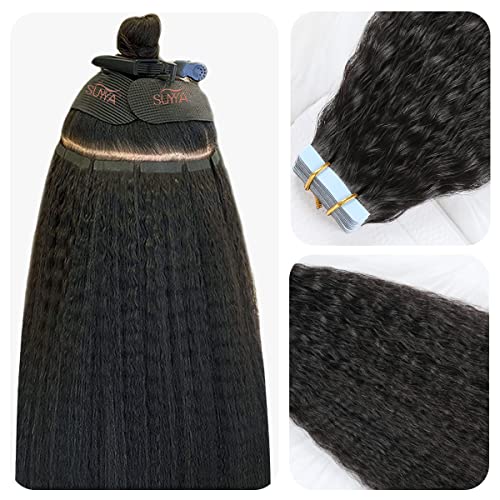 SUYYA Tape in Hair Extensions Human Hair Bleach Blonde 14 inches 40g/pack 20pcs Straight Seamless Skin Weft Tape in Hair Extensions(14 inches #613 Bleach Blonde)