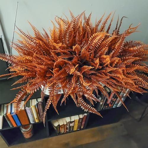 SzJias Fall Plants Artificial Ferns for Outdoors Fake Fern Plants Faux Boston Fern Plant for Room Home Garden Decor Fall Autumn Thanksgiving Decoration (4, Fall)