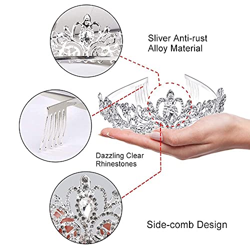 Didder Gold Light Brown Rhinestone Princess Tiaras for Women and Girls Gothic Queen Tiara Halloween Costume Party Wedding Prom Medieval Headpiece