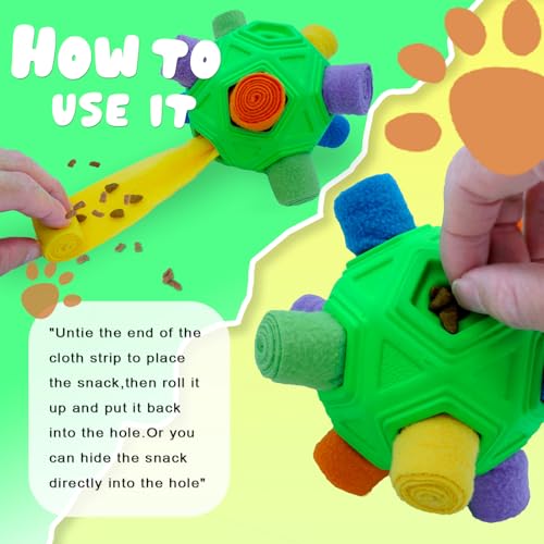 Lmhce Snuffle Ball for Dog Interactive Dog Puzzle Ball Snuffle Mat Puppy Treat Dispenser, Natural Foraging Skills Slow Feeder Training Dog Sniff Toy (Green)