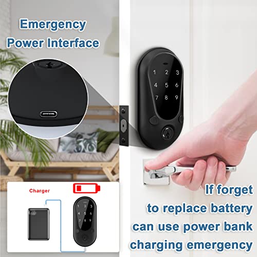 Zevaway Keyless Entry Door Lock, Keypad Deadbolt Lock, Smart Front Door Lock, Auto Lock, Easy Installation, Matte Black