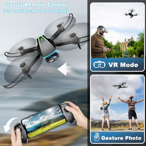 RADCLO Mini Drone with Camera - 1080P HD Foldable Drone with Stable Hover, Gravity Control, Auto-Follow, Trajectory Flight, 90° Adjustable Lens, One Key Take Off, 2 Batteries, Drones for Adults Kids