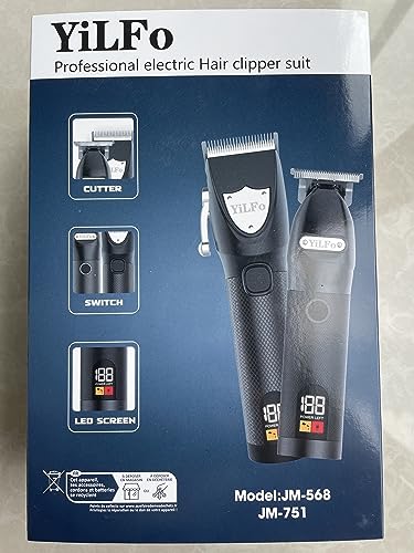 YiLFo Hair Clippers for Men Professional- Beard Hair Trimmer, Cordless Barber Clippers Kit, LED Display Hair Cutting Kit, T Liners Edgers Clippers and Trimmers Grooming Set, Shaving Kit for Mens Gift
