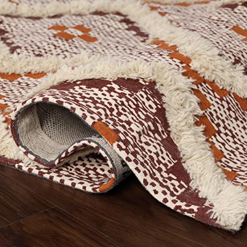Superior Talluah | Indoor Printed Hand-Tuffed room decor for bedroom aesthetic area rug for living room | 2' x 3' | Apricot-Brick Red
