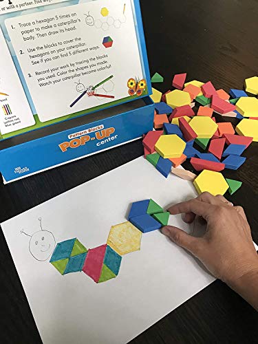 hand2mind Foam Pattern Blocks, Foam Shapes, Geometric Shapes for Kids, Pattern Play, Toddler Pattern Blocks, Shapes for Kindergarten, 3D Shapes Manipulatives, Sorting Math (Set of 100)