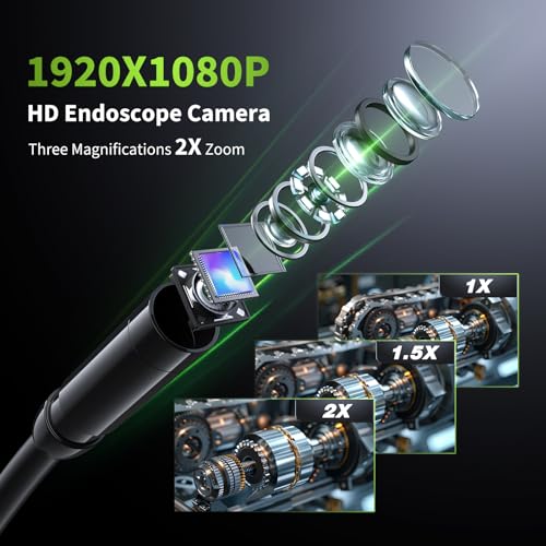 Endoscope Camera with Light, 4.3" Inspection Camera, 1920P HD Borescope Camera with 8 LED Lights, IP67 Waterproof Snake Sewer Camera, 16.4FT Semi-Rigid Cord Drain Pipe Camera Cool Gadgets Tool