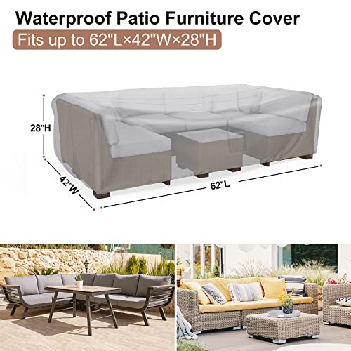BROSYDA Patio Furniture Set Cover Waterproof, Heavy Duty Furniture Covers for Outdoor Sectional Sofa Set Wicker Rattan Table Chair Rectangular,138"L×86"W×28"H,Brown