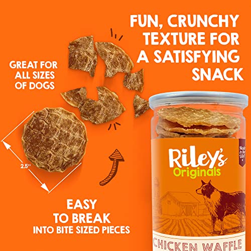 Riley's Waffles Chicken Chips for Dogs - USA Sourced Chicken Dog Treats Single Ingredient Healthy Dog Treats - Dehydrated Chicken Jerky Dog Treats Made in The USA - 5.5 oz