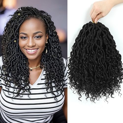 Purple Boho Goddess Locs Crochet Hair 8 Packs 22 inch Purple River Locs Crochet Hair Boho Faux Locs Crochet Hair with Curly Ends Boho Faux Locs Synthetic Hair for Black Women(22inch T1B/Purple#)