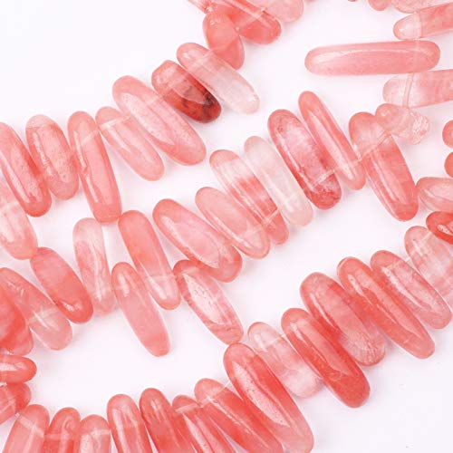 Natural Chips Stone Beads for Bracelet Making, Irregular Cherry Crystal Gemstone Beads for Jewelry Making,10-27mm Healing Drilled Loose Beads for Earring Craft Making