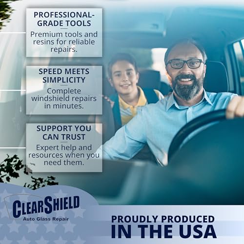 Clearshield Windshield Repair Kit - Window Rock Chip Repair Kit - Cracked Windshield Repair Kit - Auto Glass Repair Kit for 1000+ Repairs