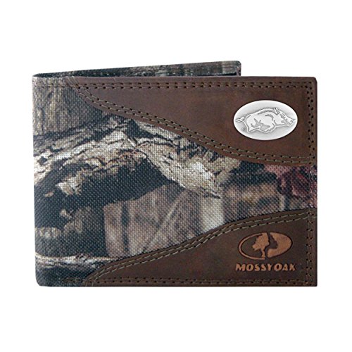 NCAA Georgia Tech Zep-Pro Mossy Oak Nylon and Leather Passcase Concho Wallet, Camouflage, One Size