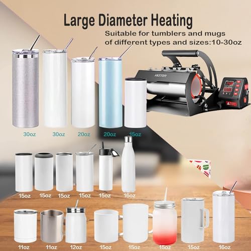 Upgraded 8 in 1 Heat Press Machine 12x15 Inch Heat Transfer Machine w/Tumbler Press 360-Degree Swing Away Multifunction Digital Sublimation Heat Press for T Shirt Mug Hat Plate for Commercial Home