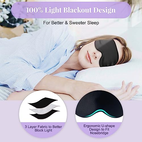 BeeVines Lavender Eye Mask for Dry Eyes, 2 Packs Moist Heat Warm Eye Compress, Microwave Activated Heated Eye Masks, Flaxseed Sleep Mask for Blepharitis, Migraine, Puffy, Pain Relief (Black & Blue)