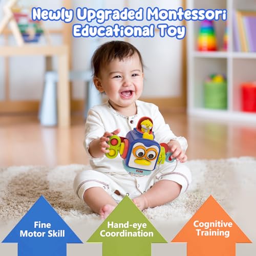 OSIMILY Montessori Toys for 1 Year Old, Sensory Toys for Toddlers 1-3, Travel Activities Busy Cube, Baby Gifts for 12 18 Month, Motor Skills Educational Learning Toys (Blue)