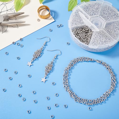 PH PandaHall 304 Stainless Steel Jump Ring, 550pcs 8mm Open Jump Rings 18-Gauge O Ring for Earring Bracelet Necklace Pendant Jewelry DIY Craft Making