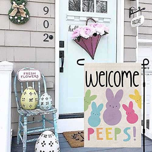 Welcome Easter Garden Flag Double Sided Vertical 12×18 Inch Bunny Banners Spring Yard Outdoor Farmhouse Decoration DF019