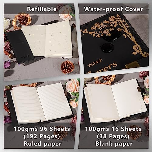 TIEFOSSI A5 Leather Journal Notebook with Combination Lock, Travel Sailor Writing Diary Personal Planner Organizers As Gift for Girls Boys Women, 7.87 X 5.51 in