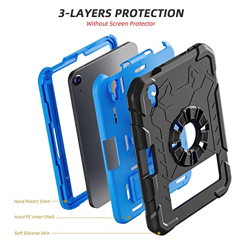 SIBEITU iPad Mini Case 2021 for Kids | iPad Mini 6 Case iPad Mini 6th Generation Case with Pencil Holder Stand | Slim Shockproof Protective Case Cover for iPad Mini 8.3 2021 Black & Blue