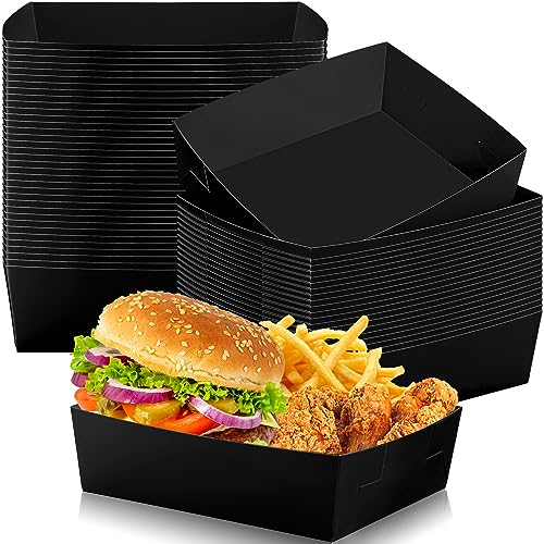 Uiifan 50 Pack Paper Food Tray 5 lb Large Food Boats Nacho Plates Disposable Serving Snack Trays Grease Resistant for Graduation Party Birthday Supplies(Sky Blue)