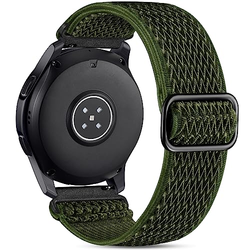 Easuny 22mm Watch Bands Compatible for Samsung Galaxy Watch 3 45mm Band/Galaxy Watch 46mm/Gear S3 Frontier, Stretchy Adjustable Elastic Nylon Woven Loop Wristband for Men Women, Army Green