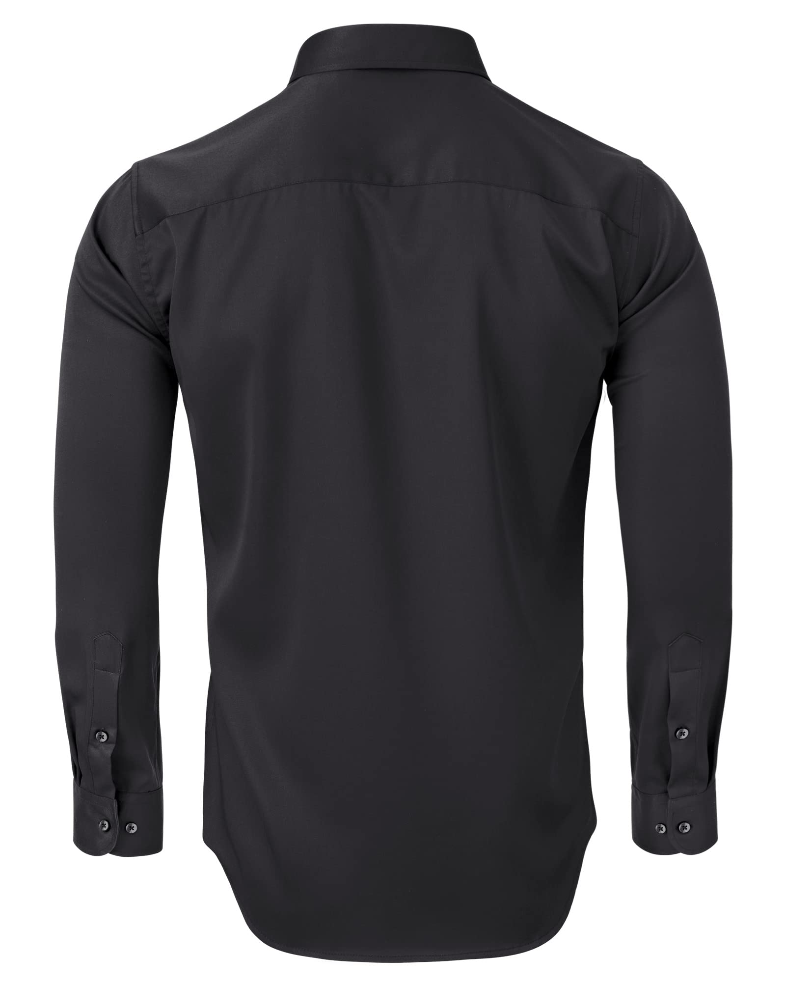Alimens & Gentle Men's Dress Shirts Long Sleeve Stretch Wrinkle-Free Solid Formal Button Down Shirt with Pocket(Black, Large Tall