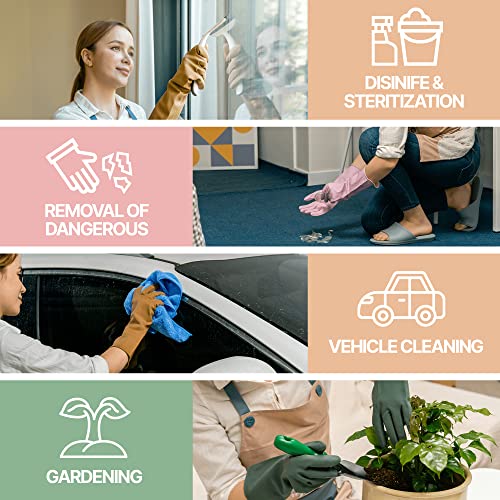 MAMISON 3 Pairs Colorful Reusable Waterproof Household Dishwashing Cleaning Rubber Gloves, Non-Slip Kitchen Glove (Medium)