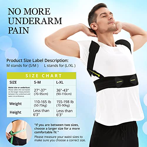Posture Corrector for Men and Women, Adjustable Upper Back Brace, Muscle Memory Support Straightener, Providing Pain Relief from Neck, Shoulder, and Upper and Lower Back, Large-X Large(37''-47'')