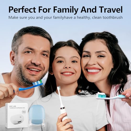 UV Toothbrush Covers Case San itizer and Holder with Light,Toothbrush Covers with Holder, Rechargeable Portable Toothbrush Cleaner Case, Toothbrush Box Fan(Blue)