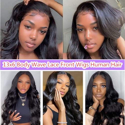JTMMP Body Wave 13x6 HD Lace Front Wigs Human Hair Pre Plucked 18 Inch Brazilian Virgin Chocolate Brown 200% Density Frontal Wigs Human Hair Coloed #4 Brown Glueless Wigs Human Hair for Women