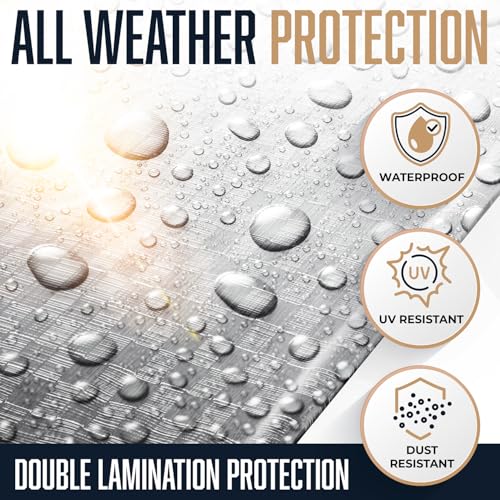 12x16 Heavy Duty Tarp, 10 Mil Thick, High Durability, Tear & Fade Resistant, UV Treated, Grommets Every 18 Inches (12' x '16')