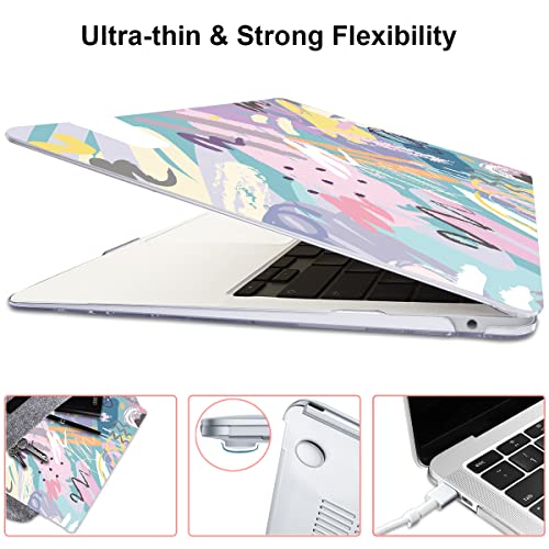 LCMOCICO for MacBook Pro 13 Inch Case 2022 2021 2020 A2338 M2 M1 A2251 A2289 Touch Bar & Touch ID, Crystal Black Printed Pattern Plastic Hard Case Keyboard Cover Screen Protector, Gold Black Flower
