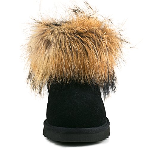 AUSLAND Boots for Women Furry Fur Winter Ankle Boots Warm Fluffy Snow Boot 6.5US Sand 99251 37EU