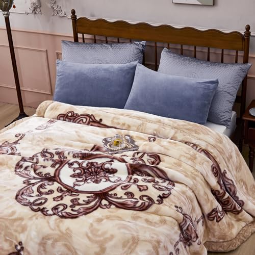 Korean Mink Blanket 55"×75", Silky Soft and Warm - 2 Ply Reversible Raschel Bed Blanket for Single Bed.(150x200cm-2.5kg).