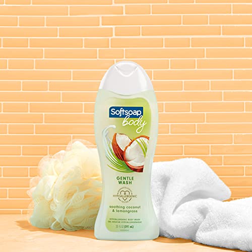 Softsoap Body Wash, Coconut Butter Scrub , Exfoliating Body Wash, 20 Ounce, 4 Pack