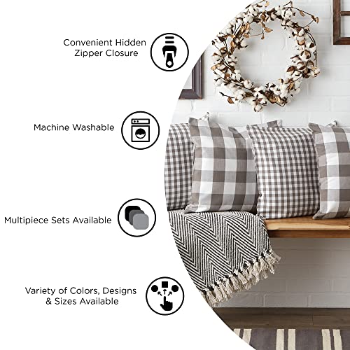 DII Decorative Square Throw Pillow Cover Collection Cotton, Machine Washable, Hidden Zipper, 18x18, Black Assorted, 4 Piece