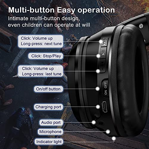 SIMGAL Bluetooth Cat Ear Headphones for Kids, Wireless & Wired Mode Foldable Headset with Mic, RGB LED Light, for Girls School Gaming, Compatible with Mobile Phones PC Tablet