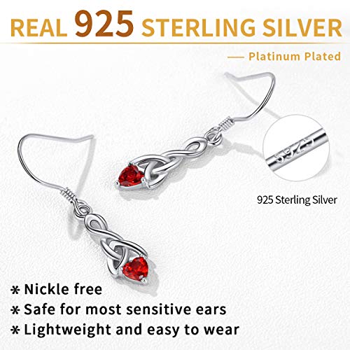 ChicSilver Sapphire Earrings for Women Blue September Birthstone Earrings for Women 925 Sterling Silver Heart Earrings Celtic Knot