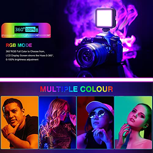 Altson Magnetic RGB Led Video Light LED Camera Light 360° Full Color Portable Photography Lighting Whit 3 Cold Shoe,,2000mAh Rechargeable CRI 96+/2500-9900K/13 Scene (Black)