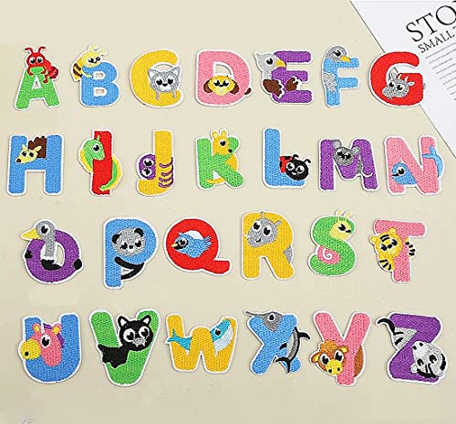 MISDONR Iron On Letter Patches, 2 Sets (52 Pieces) A-Z Cute Embroidery Alphabet Patches for Kids Clothing Backpacks