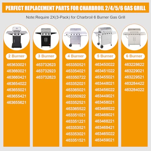 WEBROIL Grill Replacement Parts for Charbroil Performance 2 Burner 463654022, 463655021, 463655421,Grill Part for Charbroil 4 Burner 463365021,Grill Burner G327-2100-W1,Heat Tent G325-0002-W1,Set of 2