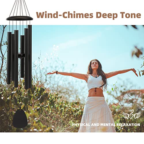 FSVGYY Wind-Chimes-Outdoor-Large-Decor, Deep Tone Soothing Melodic Tones Windchimes, Wind Chimes for Outside, Memorial Wind Chimes Best Gift for Mom Women Grandma Neighbors(32" Black)