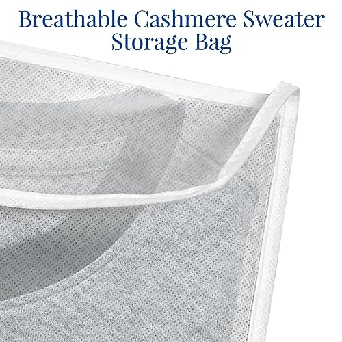 The Clothing Doctor Breathable Cashmere Sweater Storage Bag, Convenient Snap With Flap Closure, Clear Window For Easy Identification, 14.5"x18.4", Pack Of 6, White