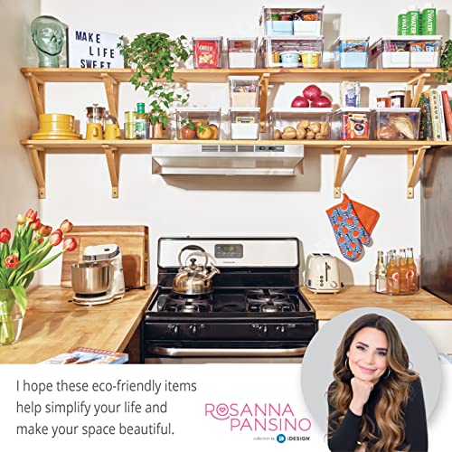 Rosanna Pansino x iDesign Recycled Plastic Kitchen Storage Bin with Lid, Clear Bin/Marshmallow Lid, 6" x 12" x 6"