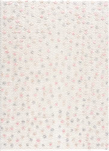 Hauteloom Cansu Living Room, Bedroom Area Rug - Contemporary - Plush Pile - Beige, Light Blue, Light Pink - 18" x 18" Sample