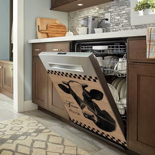 Farmhouse Cow Magnet Sticker Dishwasher Cover for Front Door,Refrigerator Magnet Cover, Dishwasher Covers Decorative(23 x 26 Inches)
