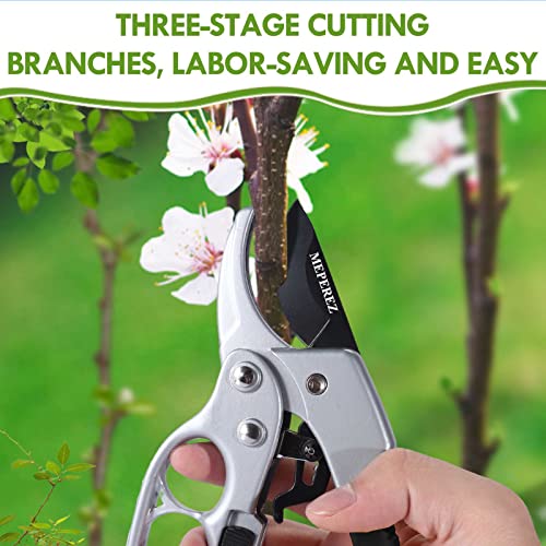 MEPEREZ Labor Saving Peuning shears, Work 3 Times Easier, Arthritis Weak Hand Snips (Red, Modern, 1, ST-4)