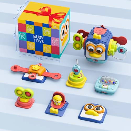 OSIMILY Montessori Toys for 1 Year Old, Sensory Toys for Toddlers 1-3, Travel Activities Busy Cube, Baby Gifts for 12 18 Month, Motor Skills Educational Learning Toys (Blue)